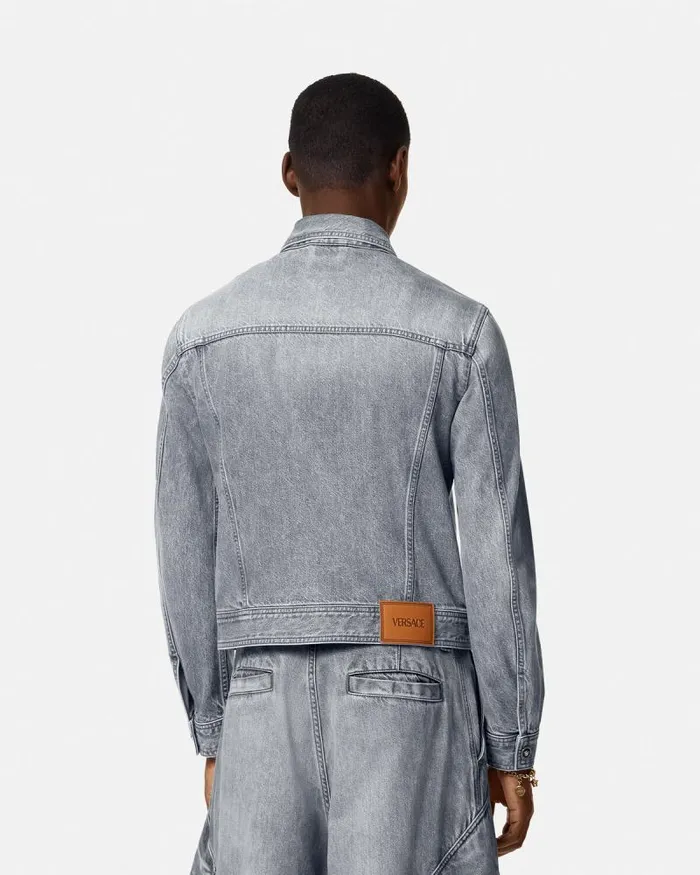 Denim Jacket Gray Men Versace Jackets and Coats