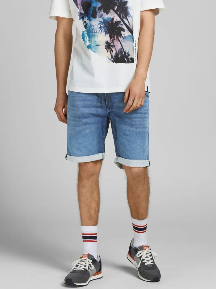 Denim Shorts JACK and JONES Mens RICK DASH INDIGO KNIT DENIM SHORTS Blue Blue Denim For Sale Denim Shorts JACK and JONES Mens RICK DASH INDIGO KNIT DENIM SHORTS Blue Blue Denim For Sale