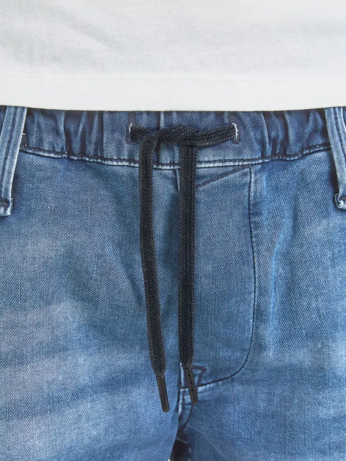 Denim Shorts JACK and JONES Mens RICK DASH INDIGO KNIT DENIM SHORTS Blue Blue Denim For Sale