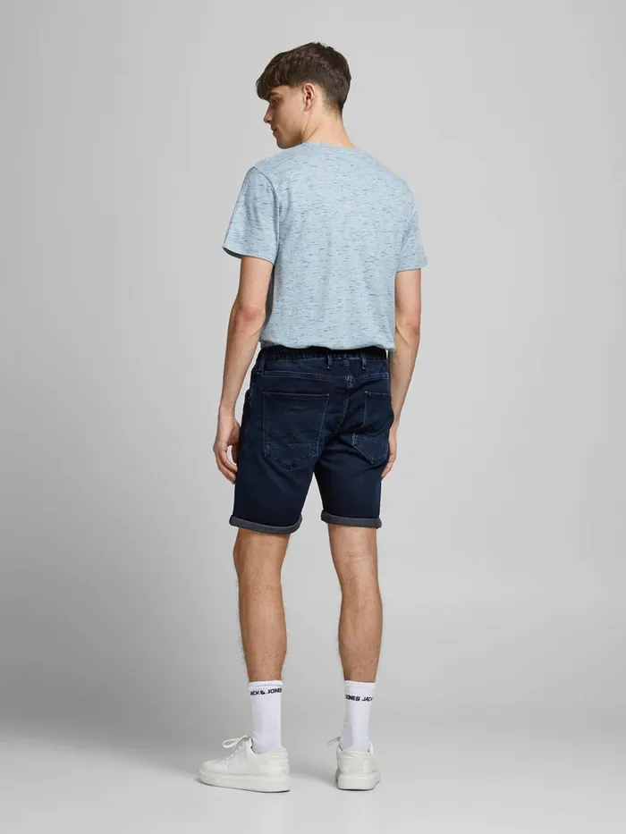Denim Shorts JACK and JONES Mens RICK DASH INDIGO KNIT DENIM SHORTS Blue Blue Denim Gift for Friend