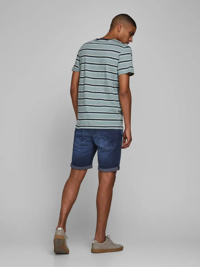 Denim Shorts JACK and JONES Mens RICK ICON GE 011 INDIGO KNIT DENIM SHORTS Blue Blue Denim Popular