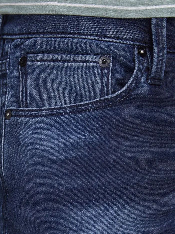 Denim Shorts JACK and JONES Mens RICK ICON GE 011 INDIGO KNIT DENIM SHORTS Blue Blue Denim Popular