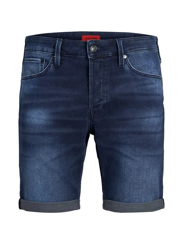 Denim Shorts JACK and JONES Mens RICK ICON GE 011 INDIGO KNIT DENIM SHORTS Blue Blue Denim Popular