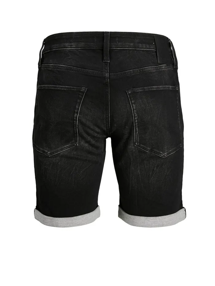 Denim Shorts JACK and JONES Mens RICK ICON GE 437 INDIGO KNIT DENIM SHORTS Black Black Denim Near Me