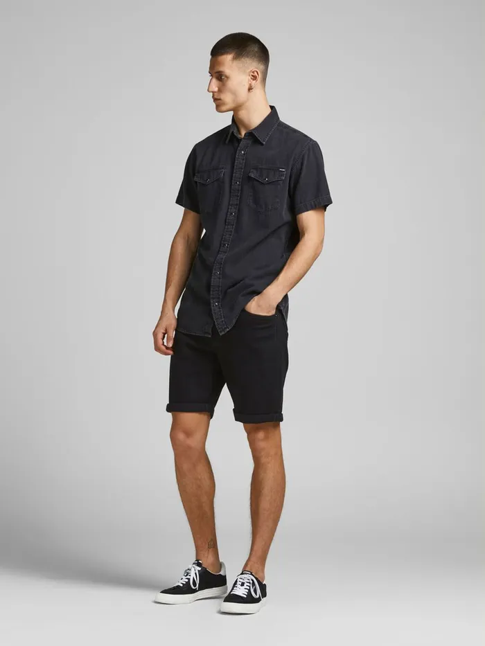 Denim Shorts JACK and JONES Mens RICK ORIGINAL NA 029 DENIM SHORTS Black Black Denim Cheap On Sale