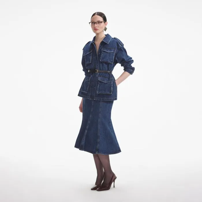 Denim Utility Jacket Women Self Portrait Outerwear Denim Utility Jacket Women Self Portrait Outerwear