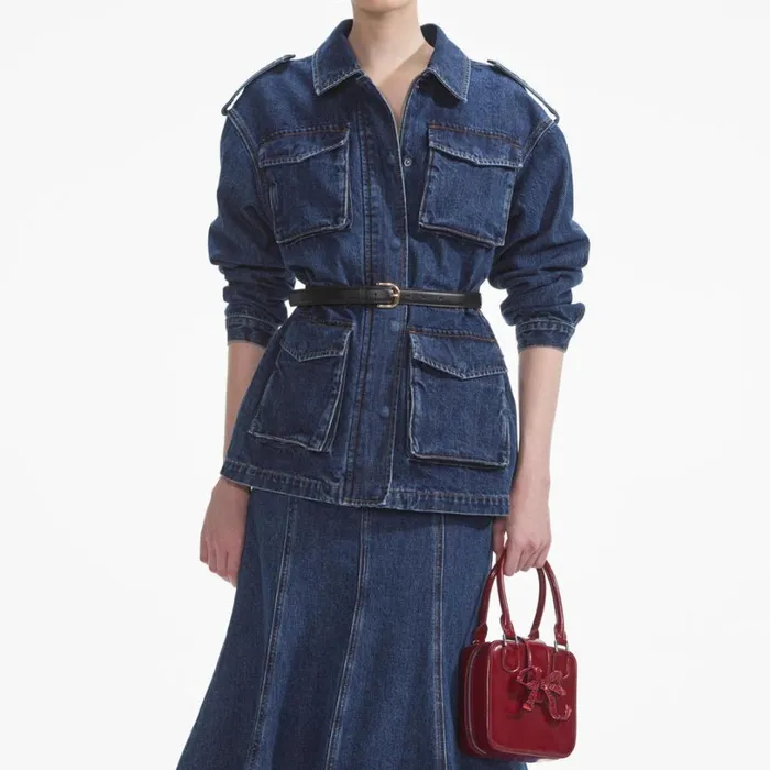 Denim Utility Jacket Women Self Portrait Outerwear Denim Utility Jacket Women Self Portrait Outerwear