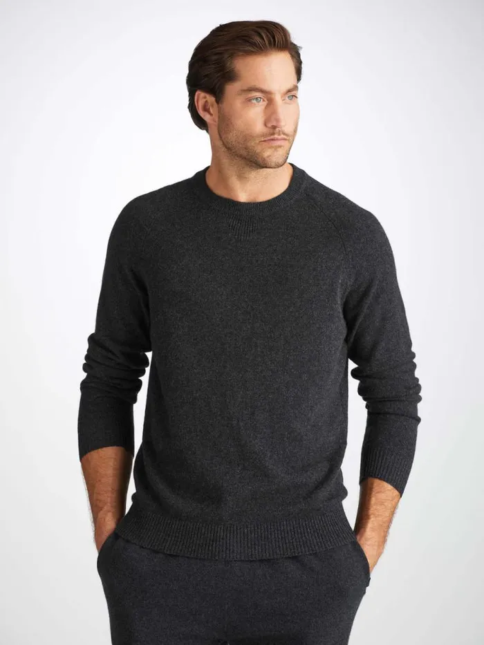 Derek Rose Cashmere Sweaters Men Sweater Finley Cashmere Charcoal