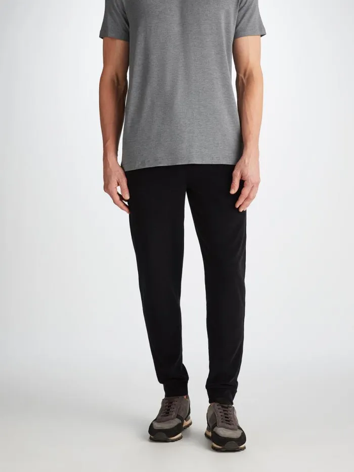 Derek Rose Casual Pants Men Sweatpants Isaac Terry Cotton Black