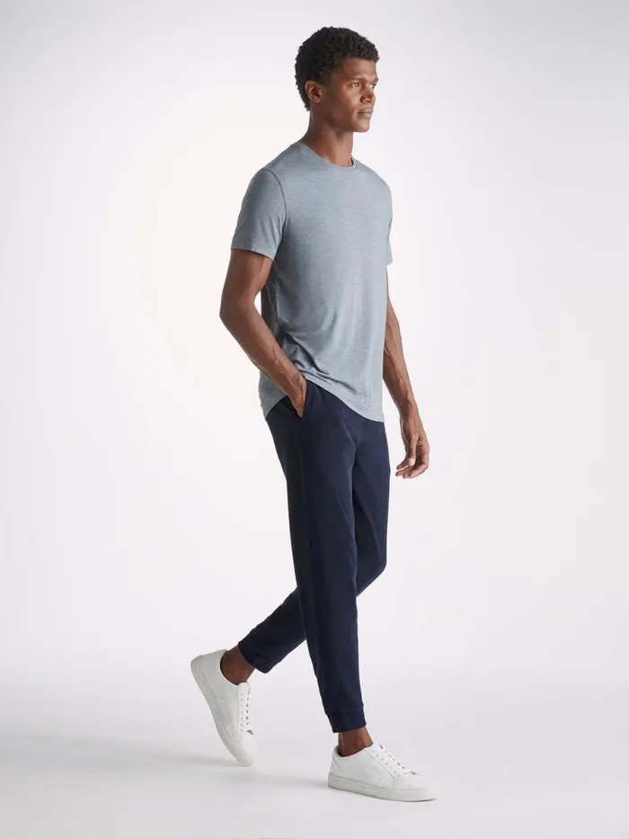Derek Rose Casual Pants Men Sweatpants Isaac Terry Cotton Navy