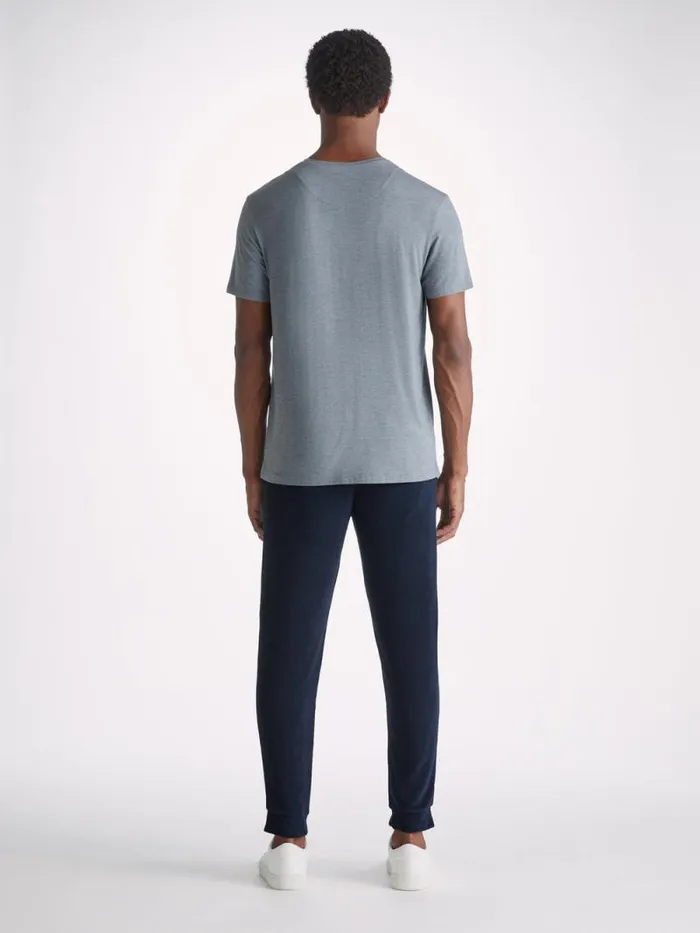 Derek Rose Casual Pants Men Sweatpants Isaac Terry Cotton Navy