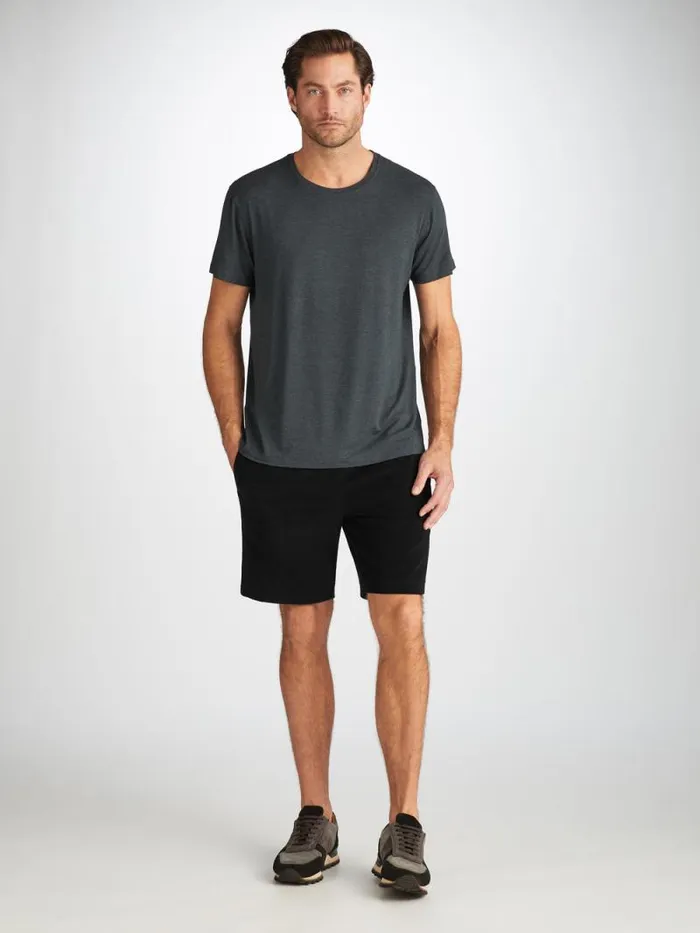 Derek Rose Casual Shorts Men Towelling Shorts Isaac Terry Cotton Black