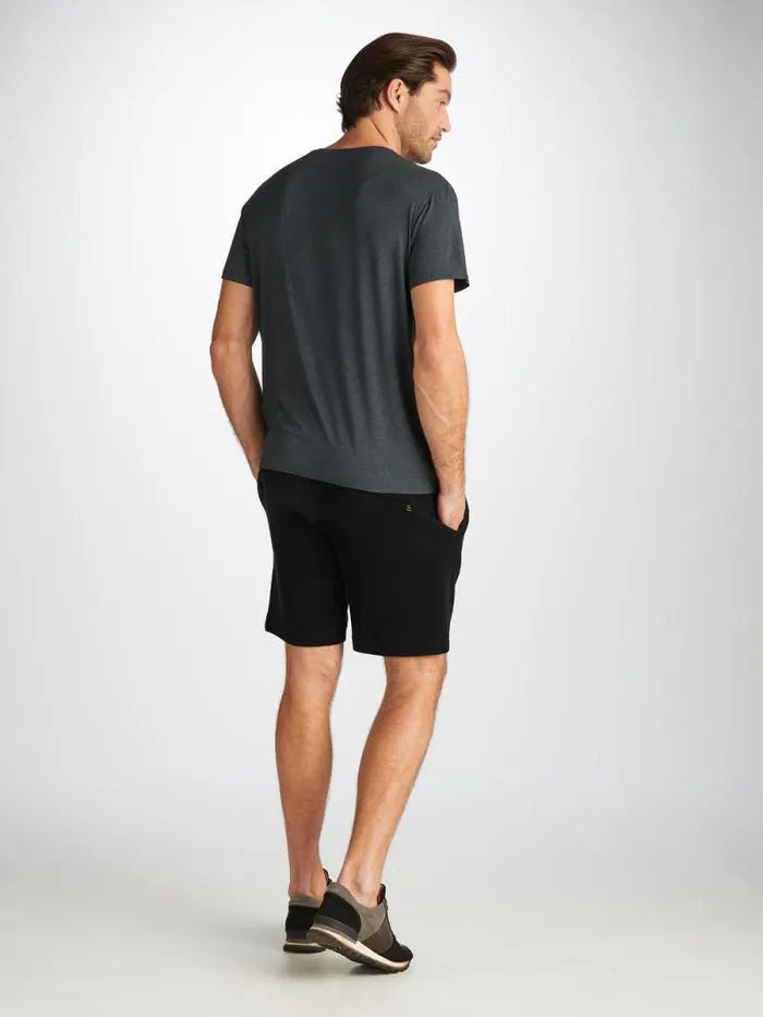 Derek Rose Casual Shorts Men Towelling Shorts Isaac Terry Cotton Black