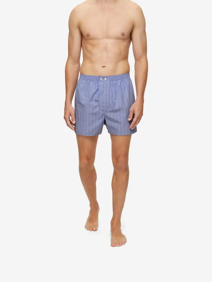 Derek Rose Classic Fit Boxer Shorts Men Classic Fit Boxers Felsted 3 Cotton Blue