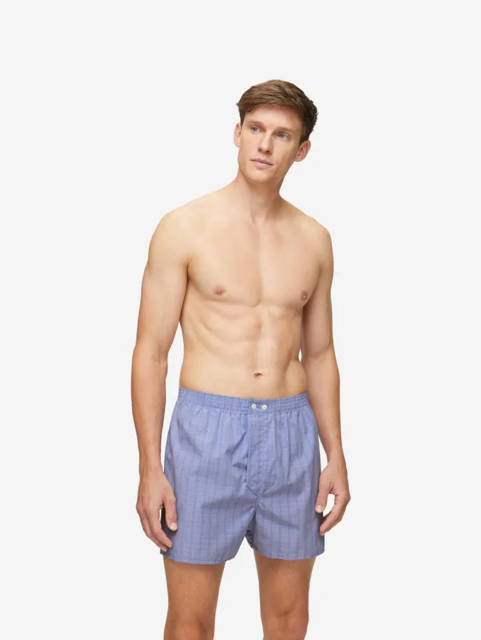 Derek Rose Classic Fit Boxer Shorts Men Classic Fit Boxers Felsted 3 Cotton Blue
