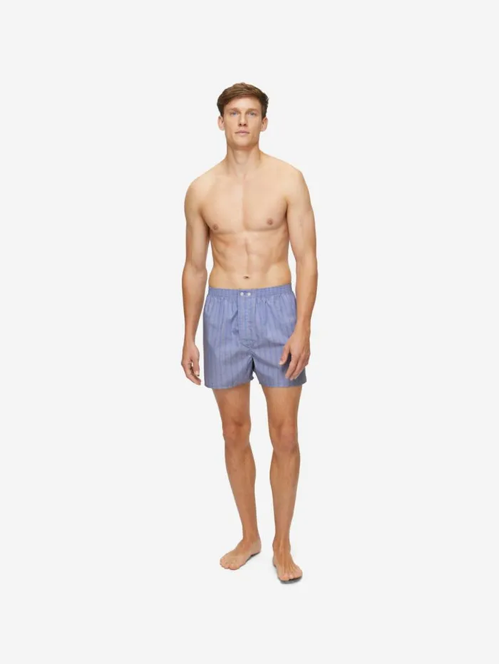 Derek Rose Classic Fit Boxer Shorts Men Classic Fit Boxers Felsted 3 Cotton Blue