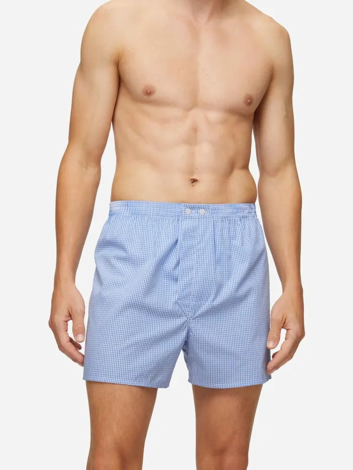 Derek Rose Classic Fit Boxer Shorts Men Classic Fit Boxers Gingham Cotton Blue Derek Rose Classic Fit Boxer Shorts Men Classic Fit Boxers Gingham Cotton Blue