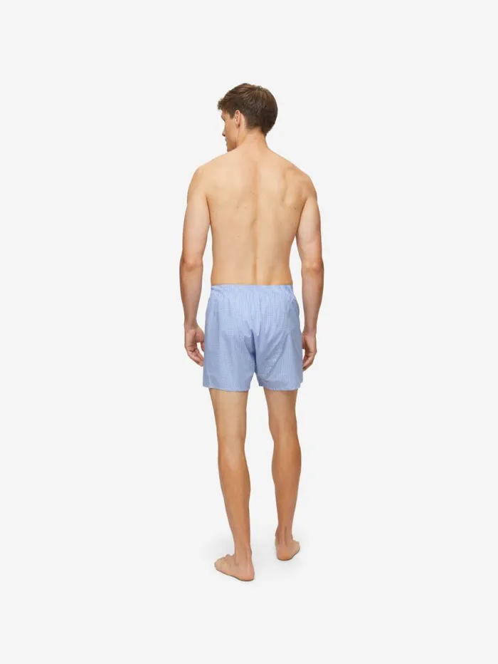 Derek Rose Classic Fit Boxer Shorts Men Classic Fit Boxers Gingham Cotton Blue