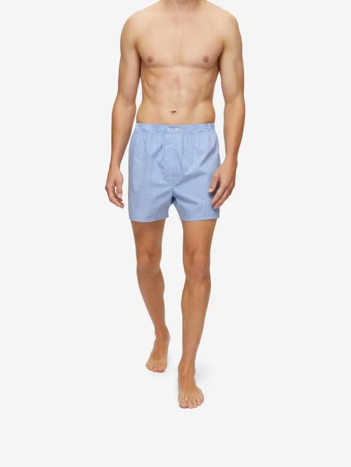 Derek Rose Classic Fit Boxer Shorts Men Classic Fit Boxers Gingham Cotton Blue