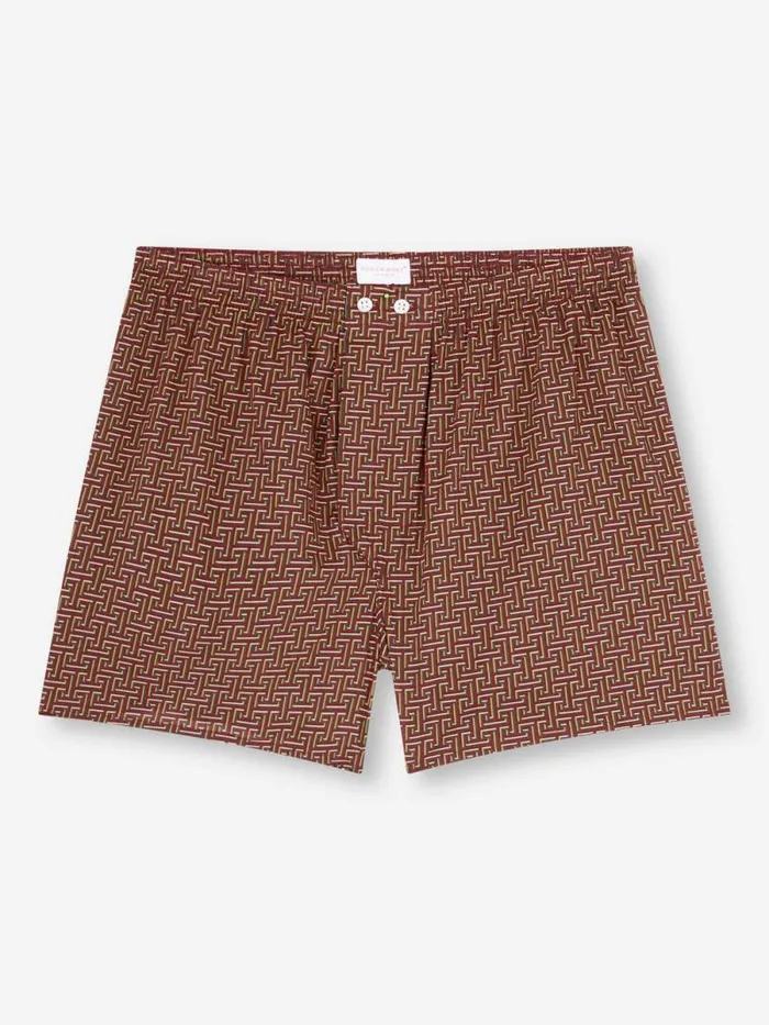 Derek Rose Classic Fit Boxer Shorts Men Classic Fit Boxers Ledbury 72 Cotton Batiste Burgundy