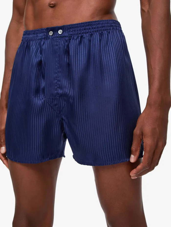 Derek Rose Classic Fit Boxer Shorts Men Classic Fit Boxers Woburn Silk Satin Navy Derek Rose Classic Fit Boxer Shorts Men Classic Fit Boxers Woburn Silk Satin Navy