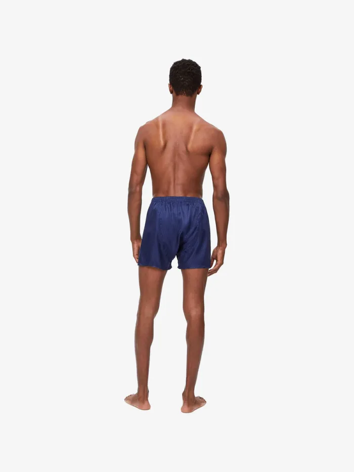 Derek Rose Classic Fit Boxer Shorts Men Classic Fit Boxers Woburn Silk Satin Navy