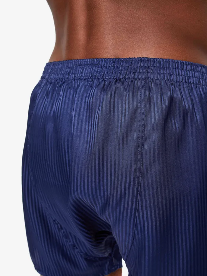 Derek Rose Classic Fit Boxer Shorts Men Classic Fit Boxers Woburn Silk Satin Navy