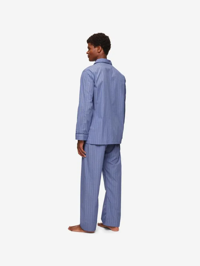 Derek Rose Cotton Pajamas Men Classic Fit Pajamas Felsted 3 Cotton Blue