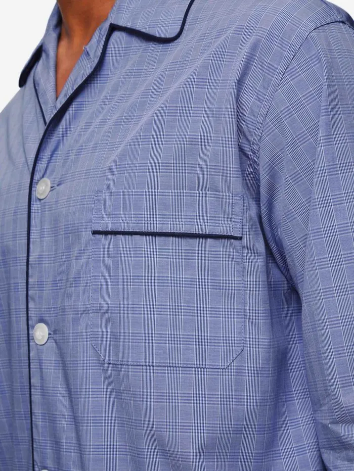 Derek Rose Cotton Pajamas Men Classic Fit Pajamas Felsted 3 Cotton Blue
