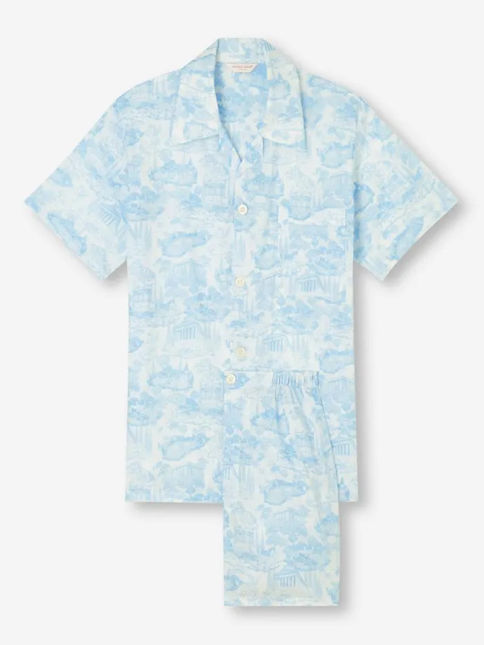 Derek Rose Cotton Pajamas Men Short Pajamas Ledbury 77 Cotton Batiste White