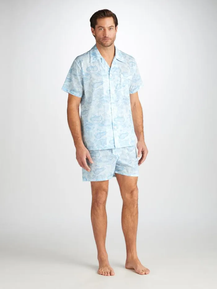 Derek Rose Cotton Pajamas Men Short Pajamas Ledbury 77 Cotton Batiste White