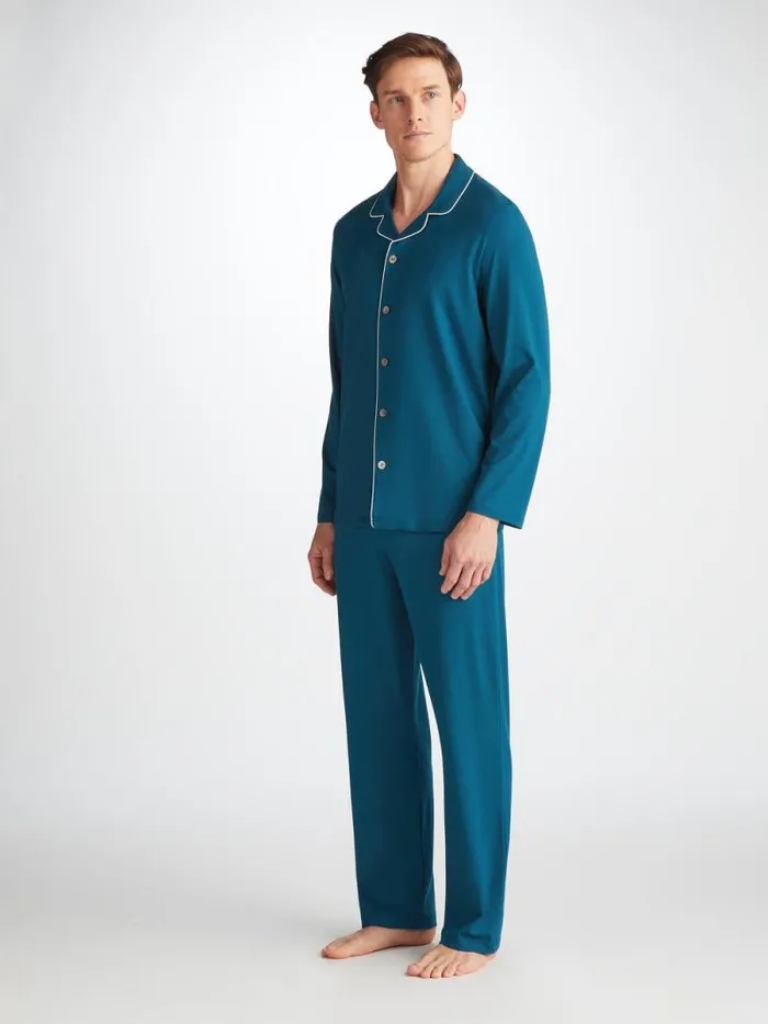 Derek Rose Jersey Pajamas Men Pajamas Basel Micro Modal Stretch Poseidon Blue