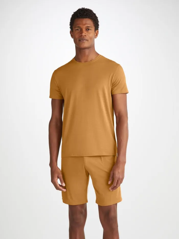 Derek Rose Lounge Shorts Men Lounge Shorts Basel Micro Modal Stretch Gold