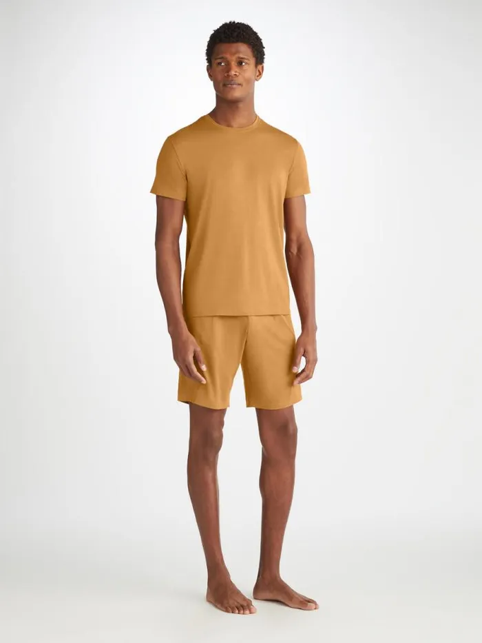 Derek Rose Lounge Shorts Men Lounge Shorts Basel Micro Modal Stretch Gold