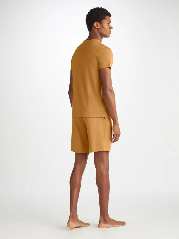 Derek Rose Lounge Shorts Men Lounge Shorts Basel Micro Modal Stretch Gold