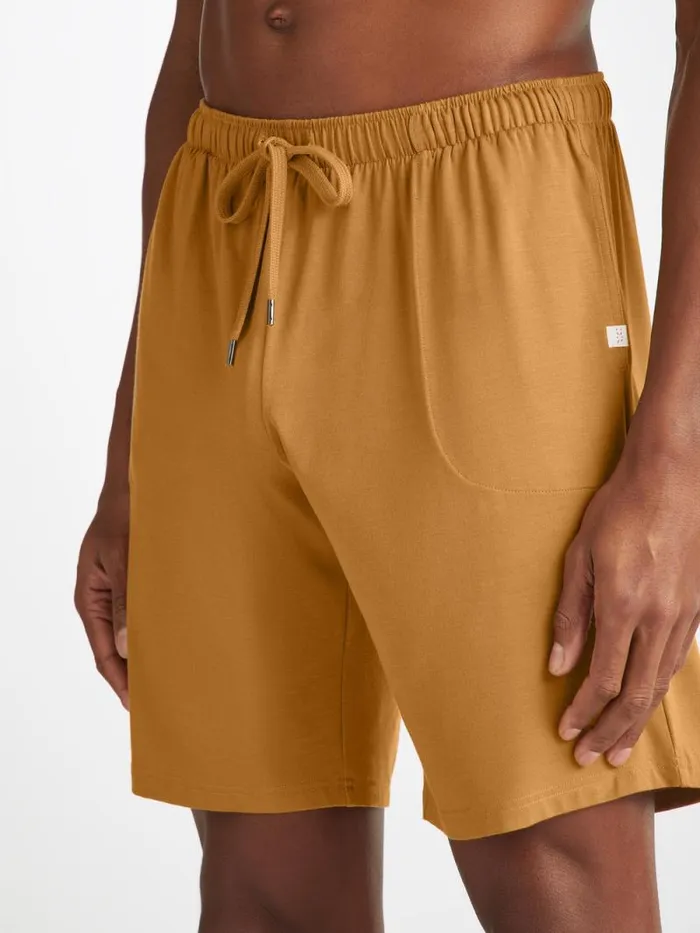 Derek Rose Lounge Shorts Men Lounge Shorts Basel Micro Modal Stretch Gold