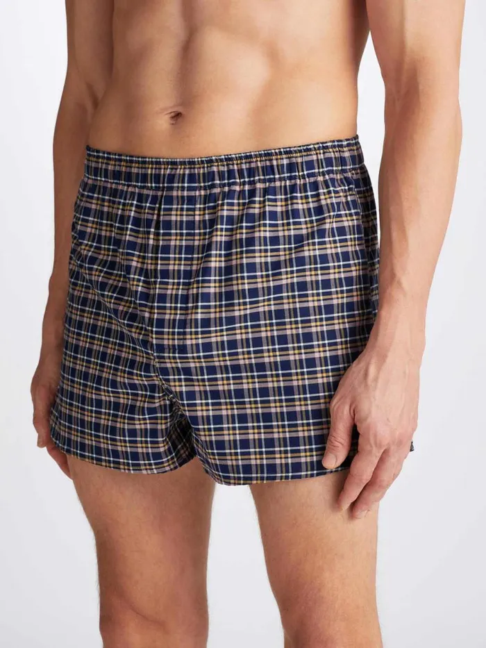 Derek Rose Modern Fit Boxer Shorts Men Modern Fit Boxers Barker 37 Cotton Navy