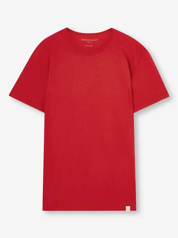 Derek Rose Short Sleeve TShirts Men Short Sleeve TShirt Riley 2 Pima Cotton Red