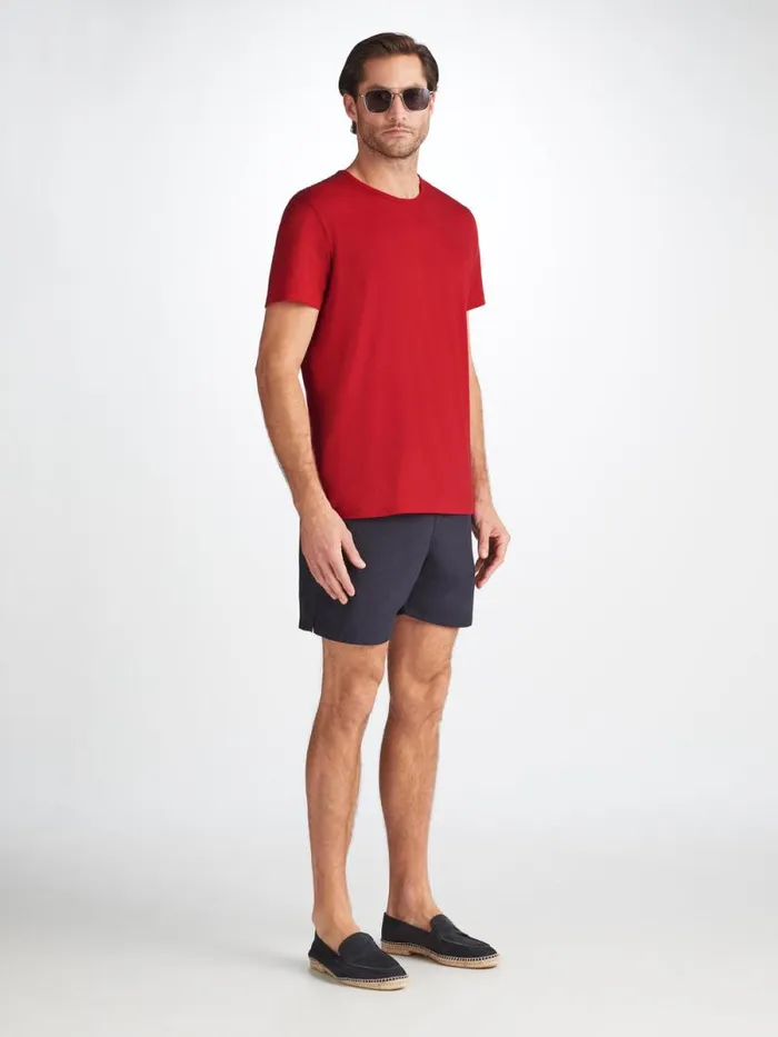 Derek Rose Short Sleeve TShirts Men Short Sleeve TShirt Riley 2 Pima Cotton Red