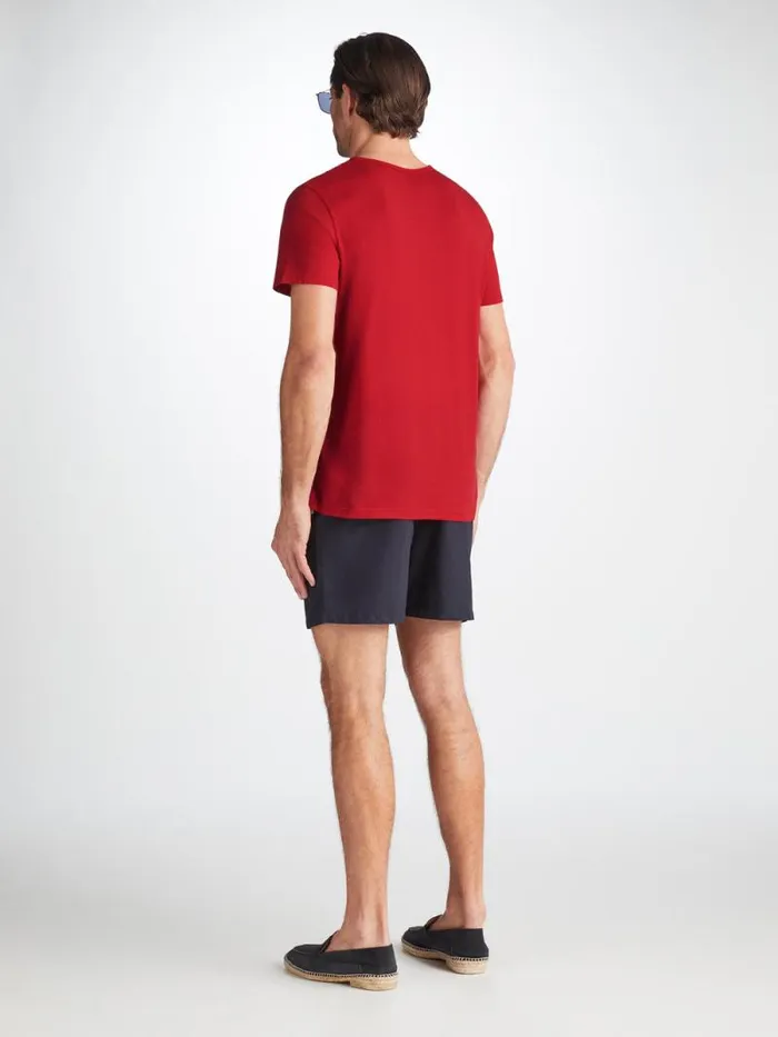 Derek Rose Short Sleeve TShirts Men Short Sleeve TShirt Riley 2 Pima Cotton Red