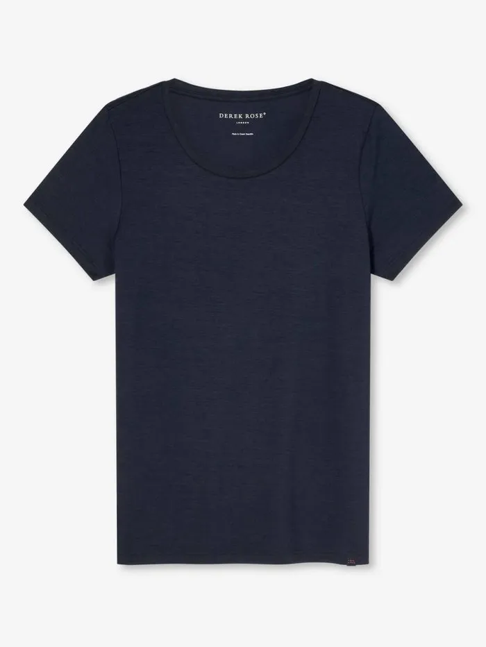 Derek Rose Short Sleeve TShirts Women TShirt Lara Micro Modal Stretch Navy