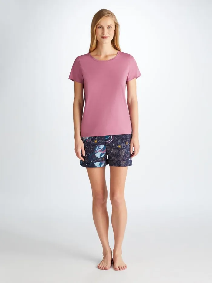 Derek Rose Short Sleeve TShirts Women TShirt Lara Micro Modal Stretch Orchid Purple