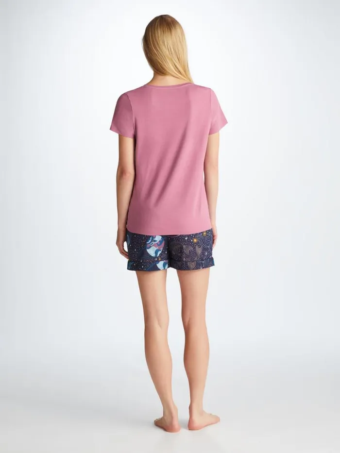 Derek Rose Short Sleeve TShirts Women TShirt Lara Micro Modal Stretch Orchid Purple
