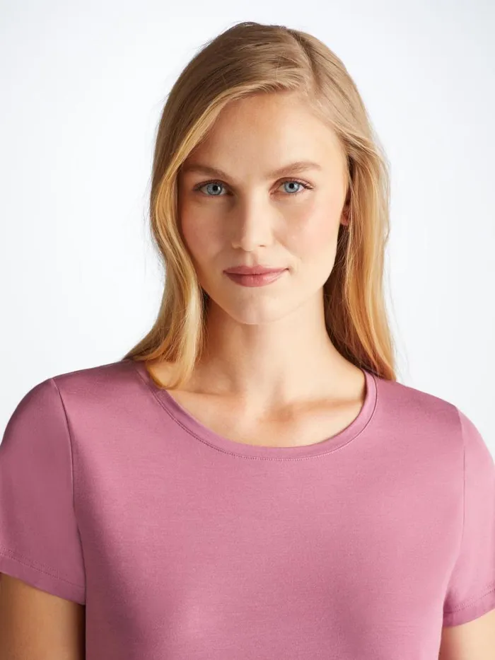 Derek Rose Short Sleeve TShirts Women TShirt Lara Micro Modal Stretch Orchid Purple