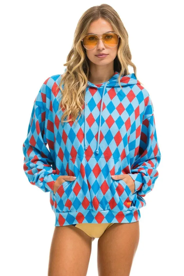 Diamond Repeat Smiley Relaxed Pullover Hoodie 8211 Sky WomenMen Aviator Nation Hoodies Diamond Repeat Smiley Relaxed Pullover Hoodie 8211 Sky WomenMen Aviator Nation Hoodies