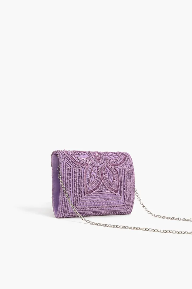 Digital Lavender Embellished Clutch Crossbody Bags America and Beyond Women