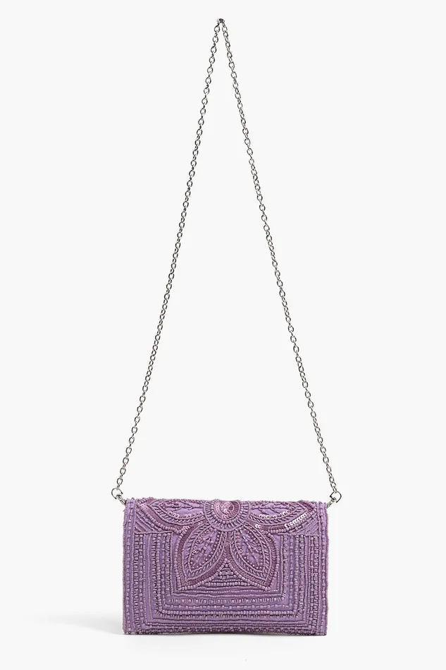 Digital Lavender Embellished Clutch Crossbody Bags America and Beyond Women