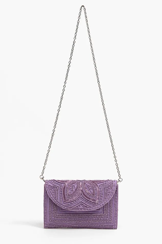 Digital Lavender Embellished Clutch Crossbody Bags America and Beyond Women