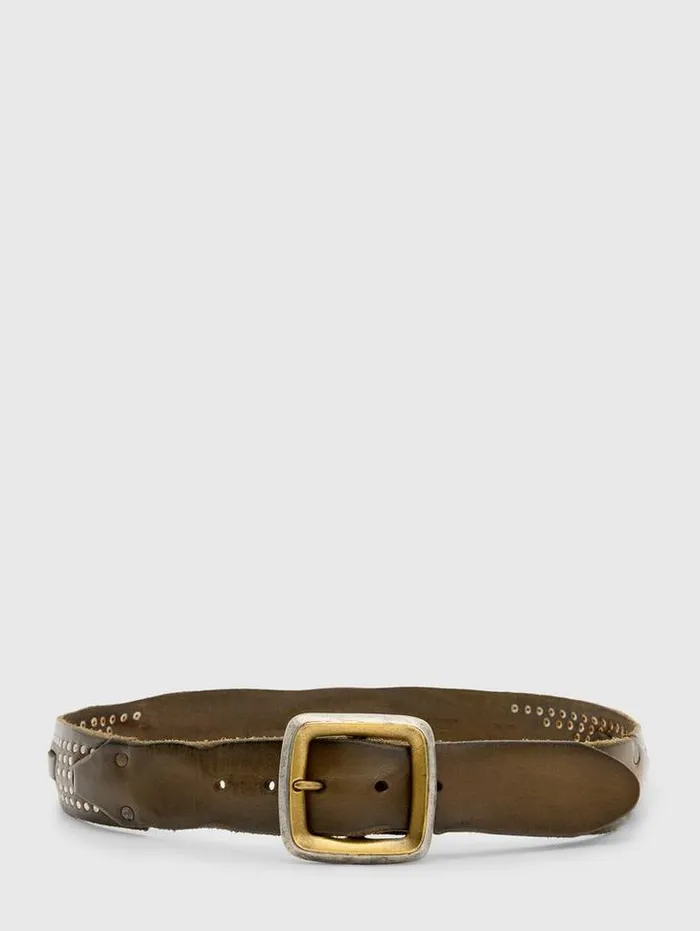 DOYER STUDDED BELT Olive Men John Varvatos Leather Belts
