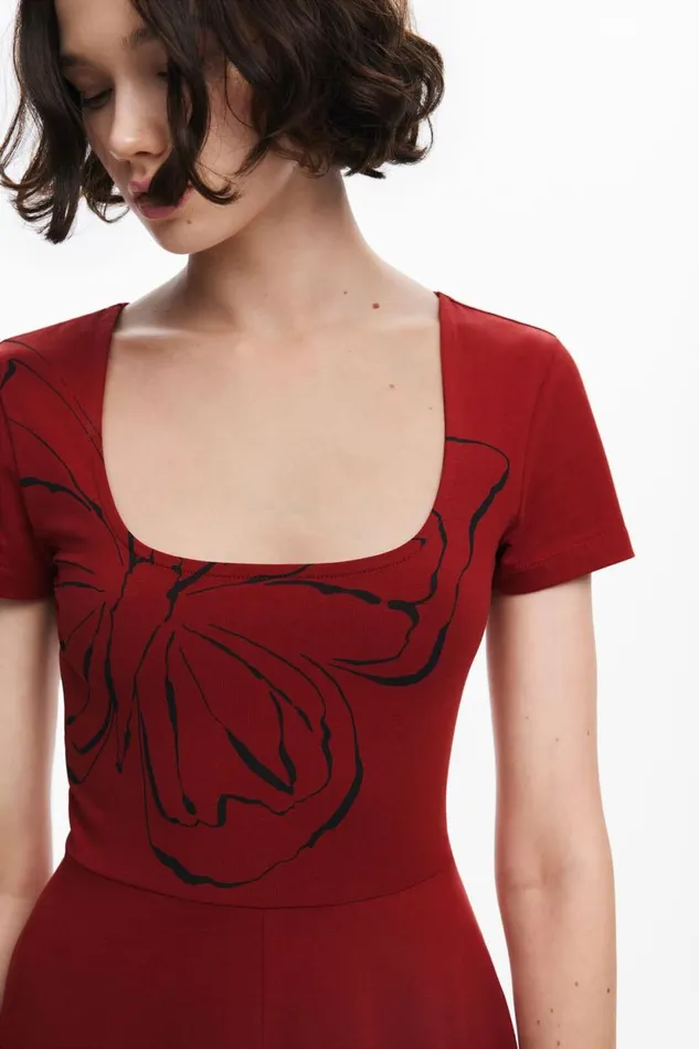 Dresses And Jumpsuits Women Desigual Butterfly Midi Dress Red